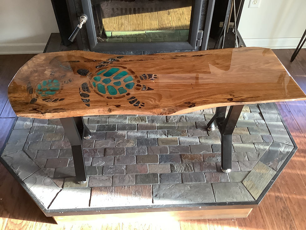 SOLD Sea Turtles in Epoxy Resign Live Edge