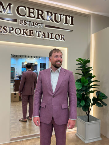 Lavender purple casual linen summer suit