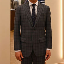 Single breasted grey windowpane suit
