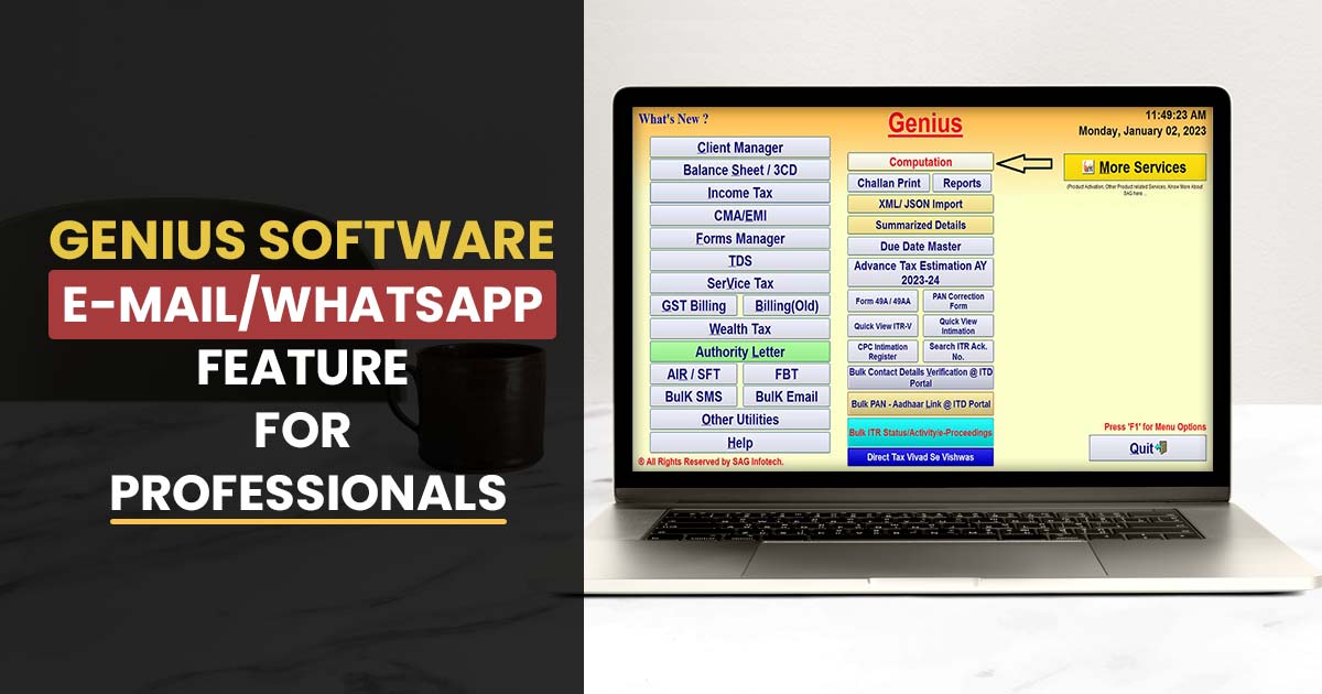 Genius Software E-mail/WhatsApp Feature for Professionals