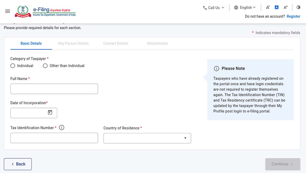 IT Form 10F Taxpayers Information