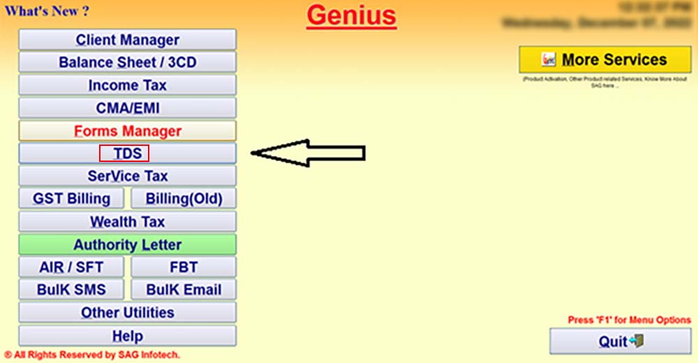 Dashboard of Genius Software