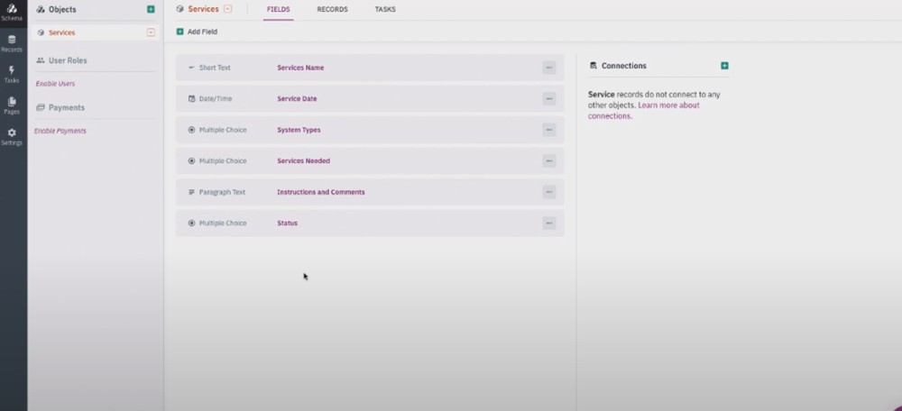 Knack Low-code Platform Interface