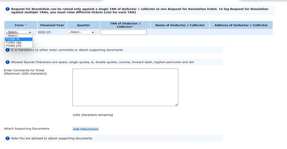 Request for Resolution Supporting Documents
