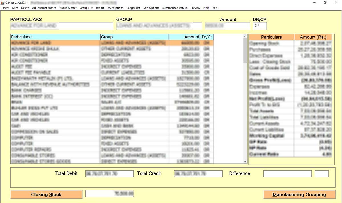 Gen Bal Software Merged Trial Balances