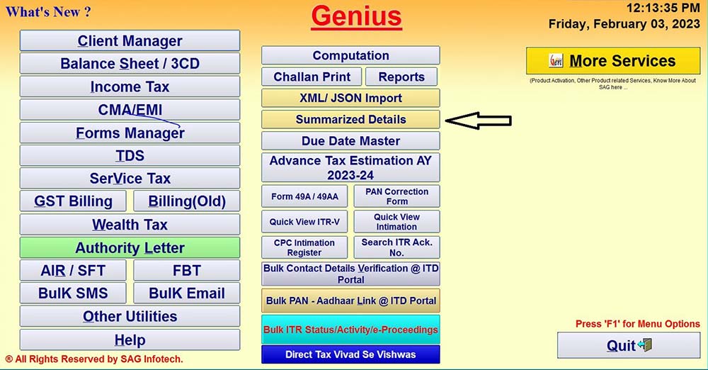 Genius Software Dashboard