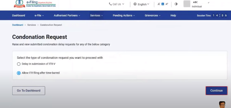 Allow ITR filing After Time-barred