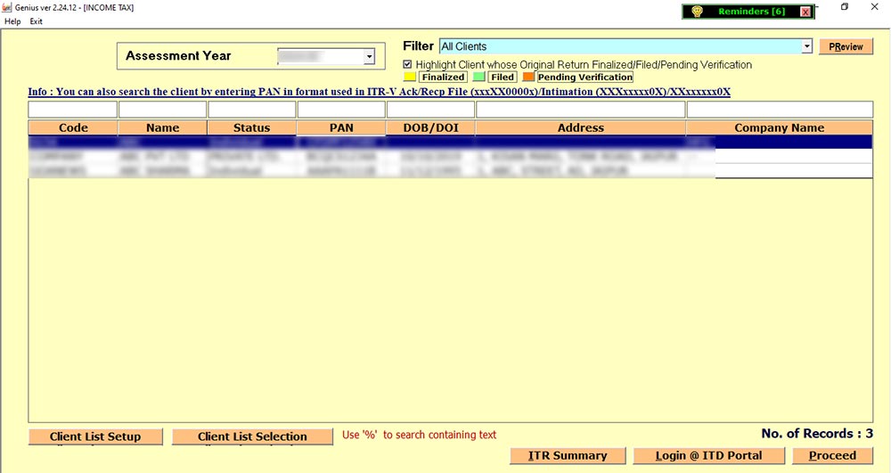 Genius Software Add Client Form 29B