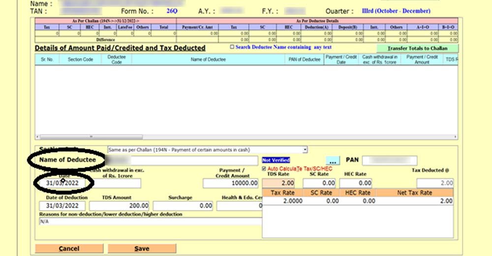 Add Deductee Details