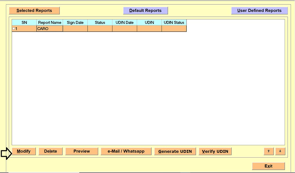 Gen Bal Software Modify CARO Report