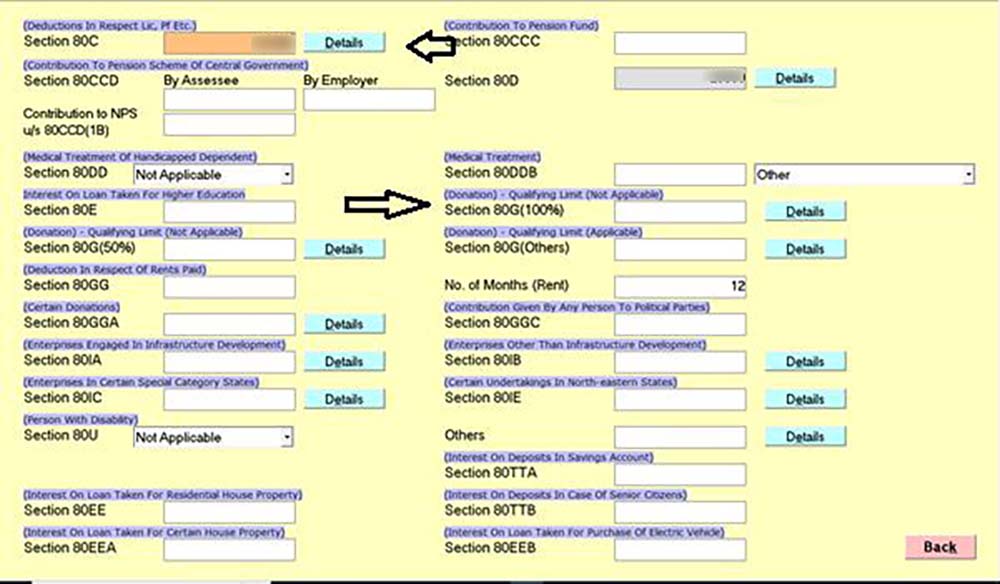 Select the Deductions