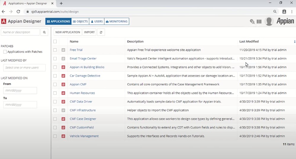 Appian Low-code Platform Interface