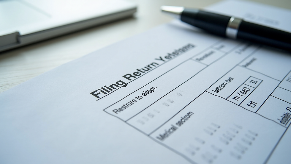 Close-up view of a document showing tax return filing information