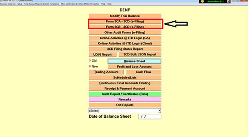 e-Filing Form 3CA-3CD and 3-CB-3CD