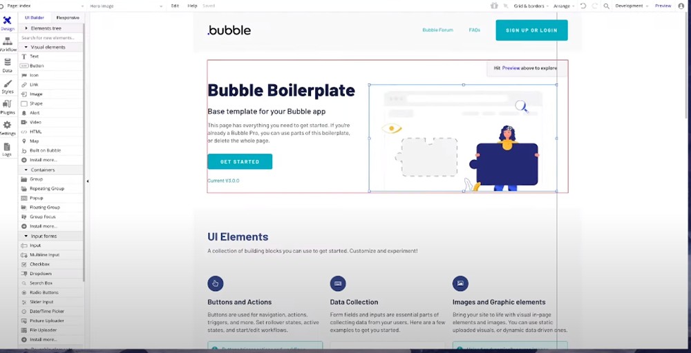 Bubble Low-code Platform Interface