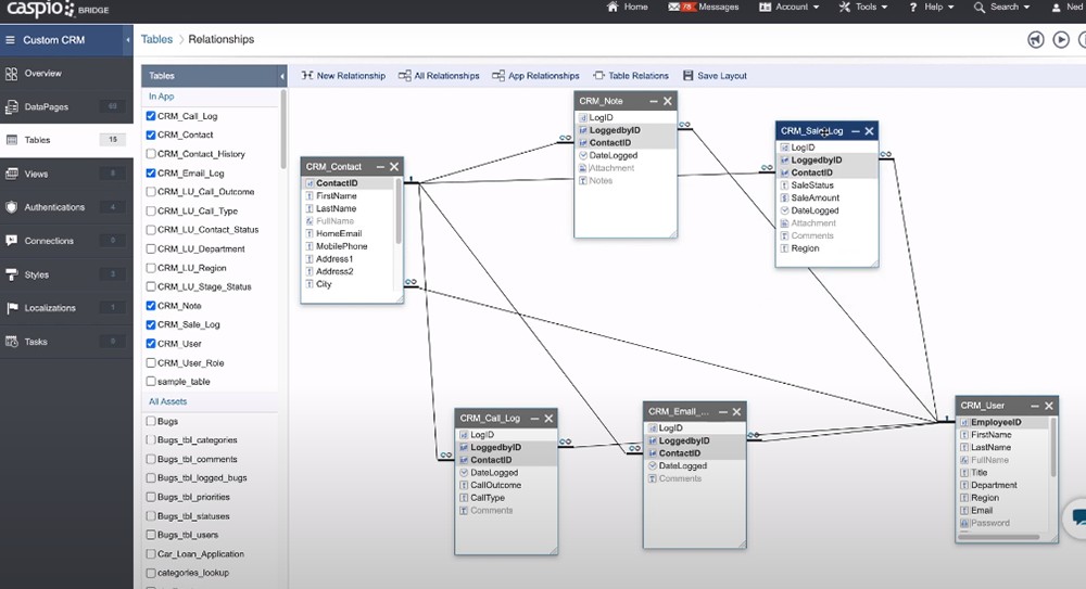 Caspio Low-code Platform Interface