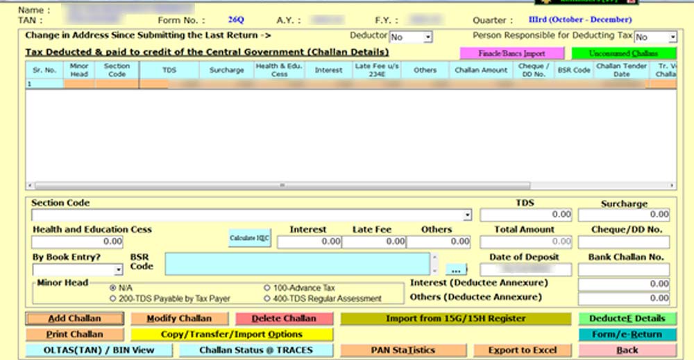 Details of Amount Credit Tax Deducted
