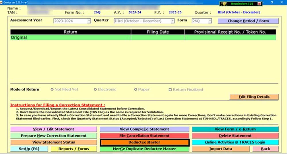 Gen TDS Deductee Master Bulk PAN Verification