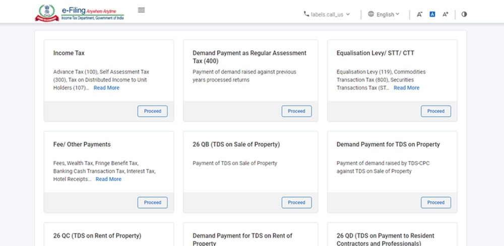 Select Tile Relevant For Tax Payment
