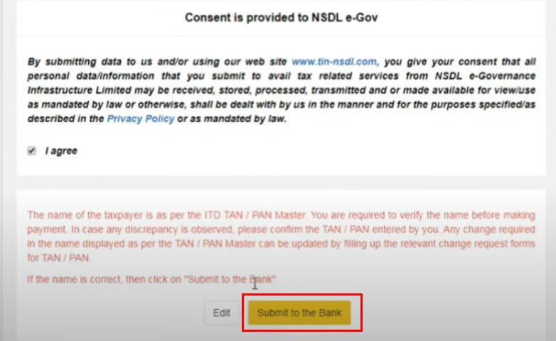 Submit Select Challan