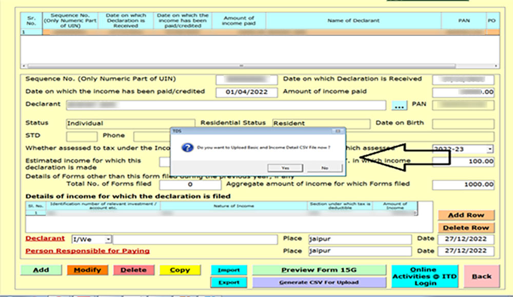 Gen TDS Upload Basic Details CSV File