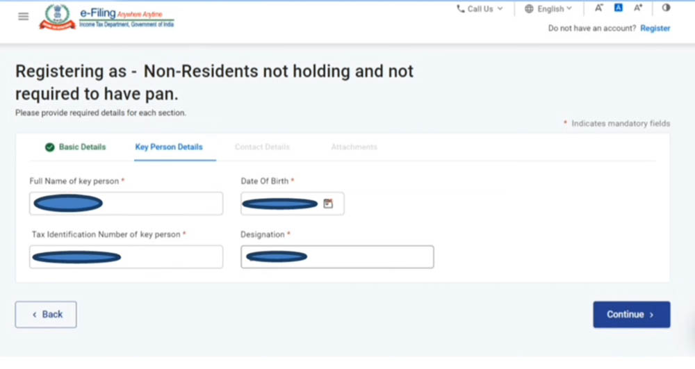 IT Form 10F Key Person Details