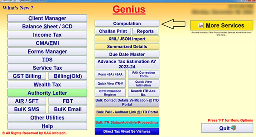 Genius Tax Sofware Dashboard