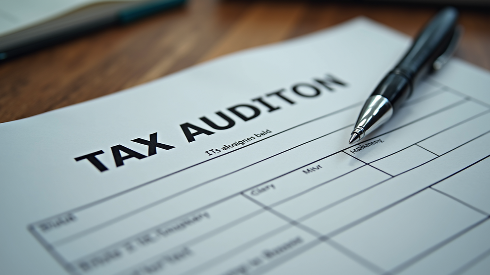 Close-up view of an open tax audit form