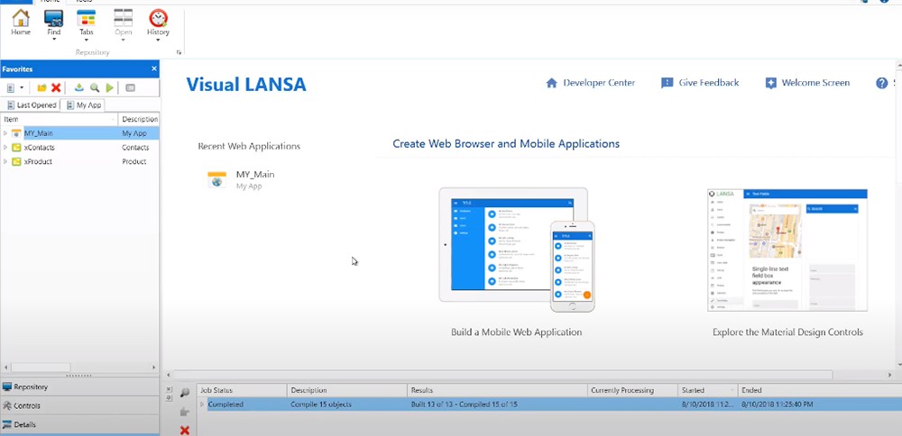Visual Lansa Low-code Platform Interface