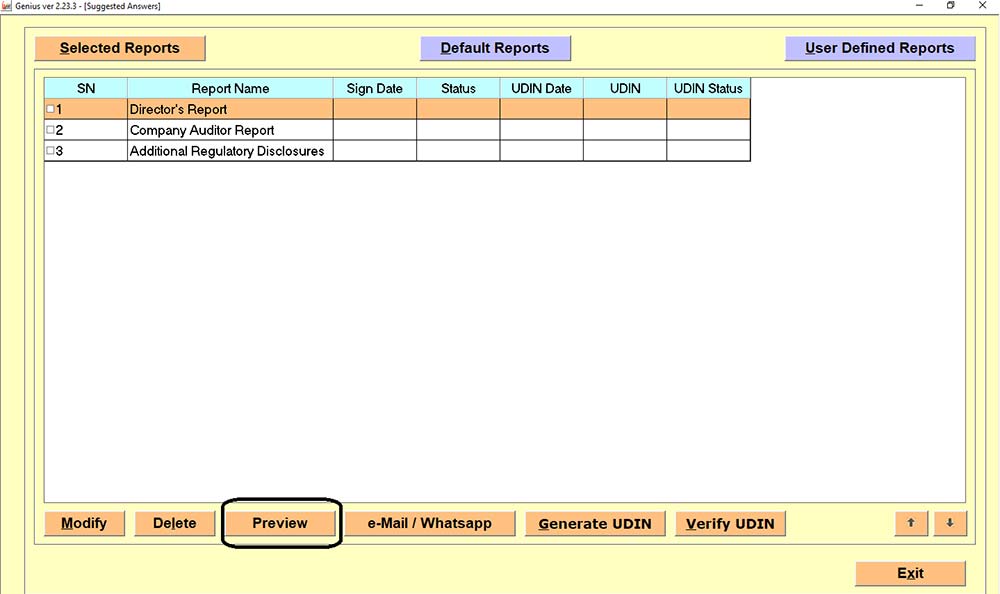 Gen Bal Software Preview Director Report