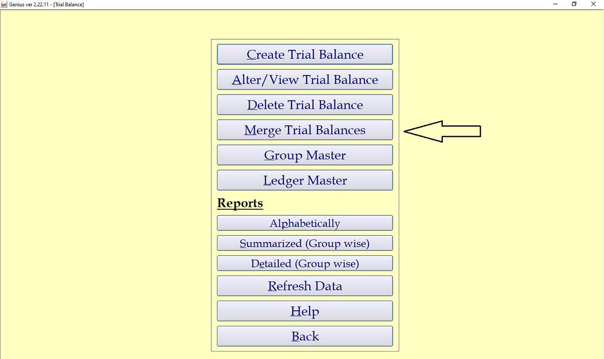 Gen Bal Software Merge Trial Balances Tab