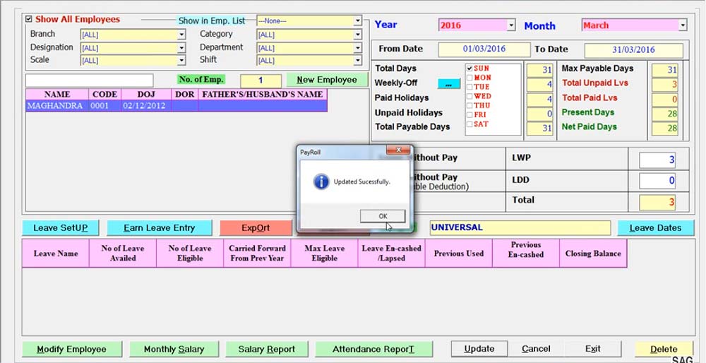 Gen Payroll Software Update