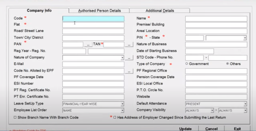 Create Company via Gen Payroll Software Step 4