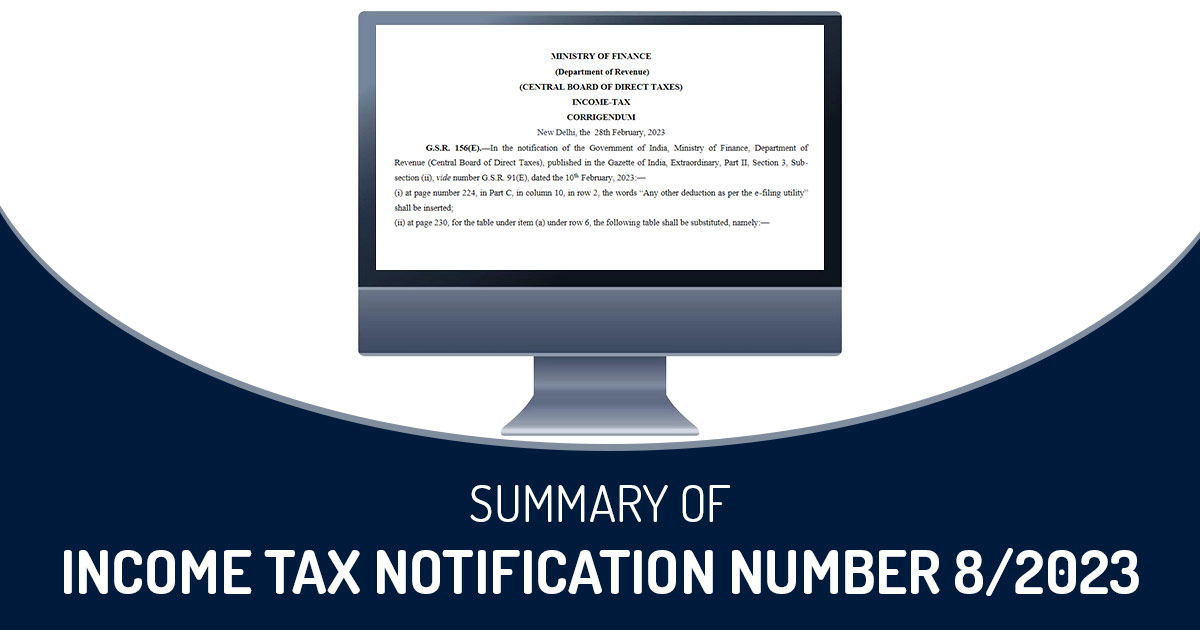 Summary of Income Tax Notification Number 8/2023