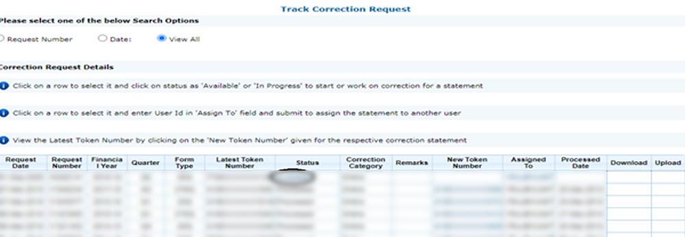 Track Correction Request