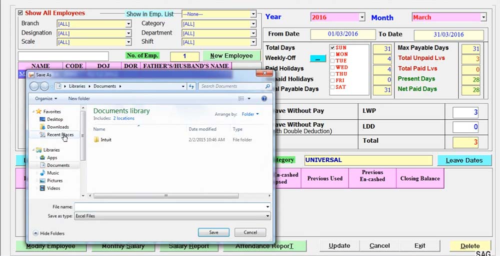 Gen Payroll Software Export Excel Sheet