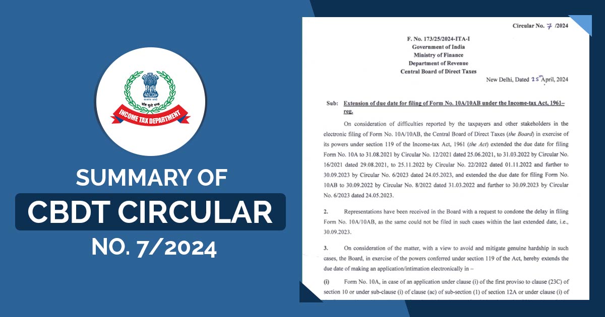 Summary of CBDT Circular No. 7/2024