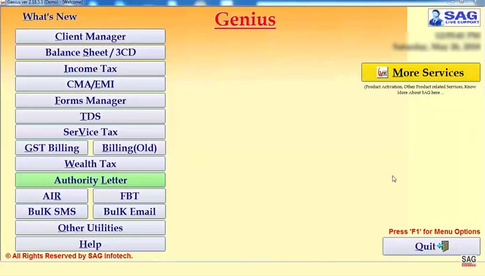 Genius Software Dashboard