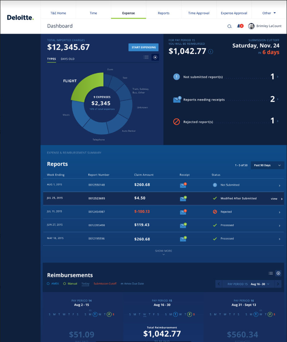 Deloitte Time & Expense Homepage Full Sc