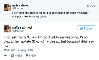 Woman sums up the difference between consensual sex and rape in 5 tweets