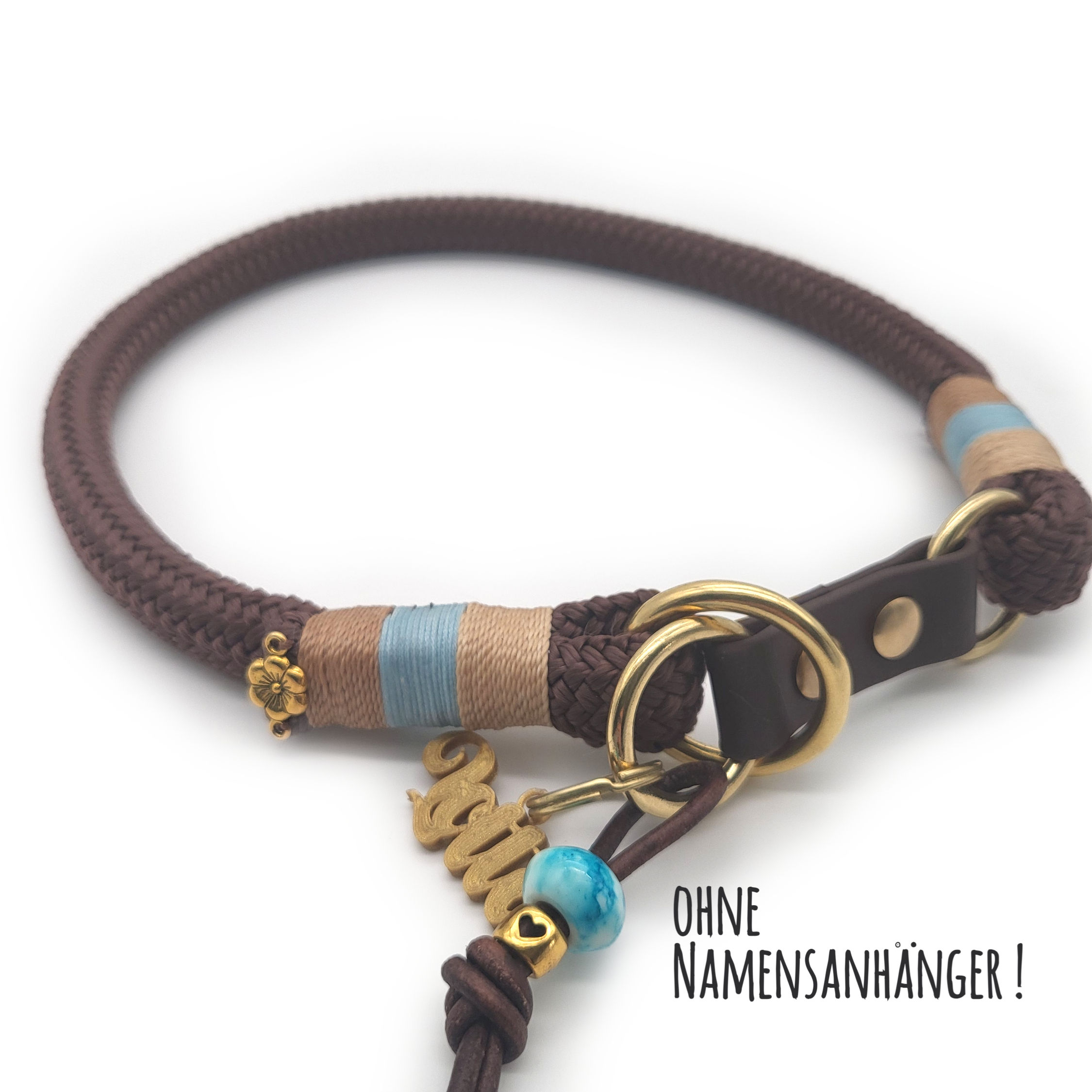 Zugstop-Halsband "Braun@Messing" aus 1x12mm PPM