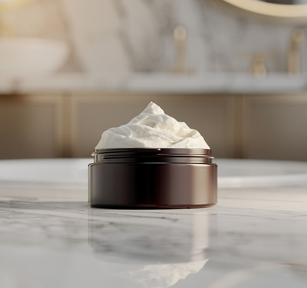 Whipped Satin Skin moisturizer in a dark jar.