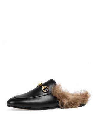 Gucci Princetown Fur-Lined Mule, Nero