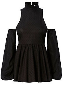 Caroline Constas Swiss Dot Cold Shoulder Top