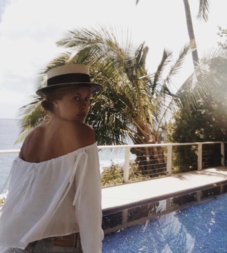 Merritt Charles - Stone Blouse - White Tencel Off The Shoulder