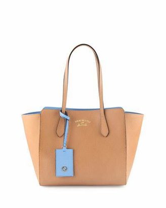 Gucci Swing Small Tote Bag, Beige/Blue