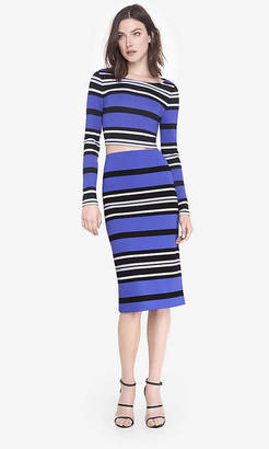 Striped High Waist Midi Pencil Skirt