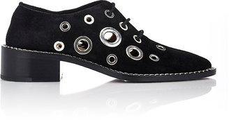 Proenza Schouler Women's Grommet-Embellished Suede Oxfords-BLACK