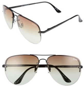 Women's Quay Australia Muse Fade 62Mm Aviator Sunglasses - Black/ Brown Fade Lens