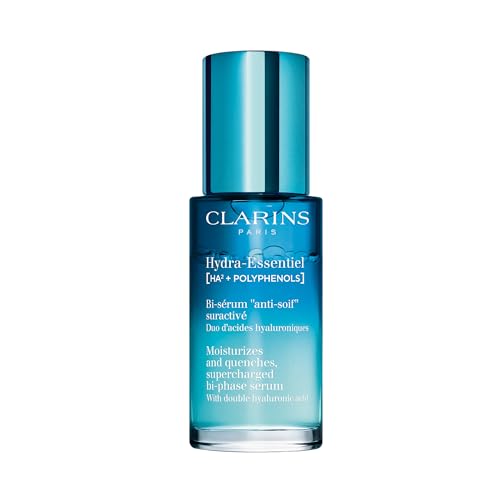 Clarins NEW Hydra-Essentiel Bi-Phase Face Serum | Intense Hydrating Serum| 60 Seconds to Plumper Skin* | 24H Hydration* | Double Dose Of Hyaluronic Acid | Lightweight | All Skin Types | 1 Fl Ounce